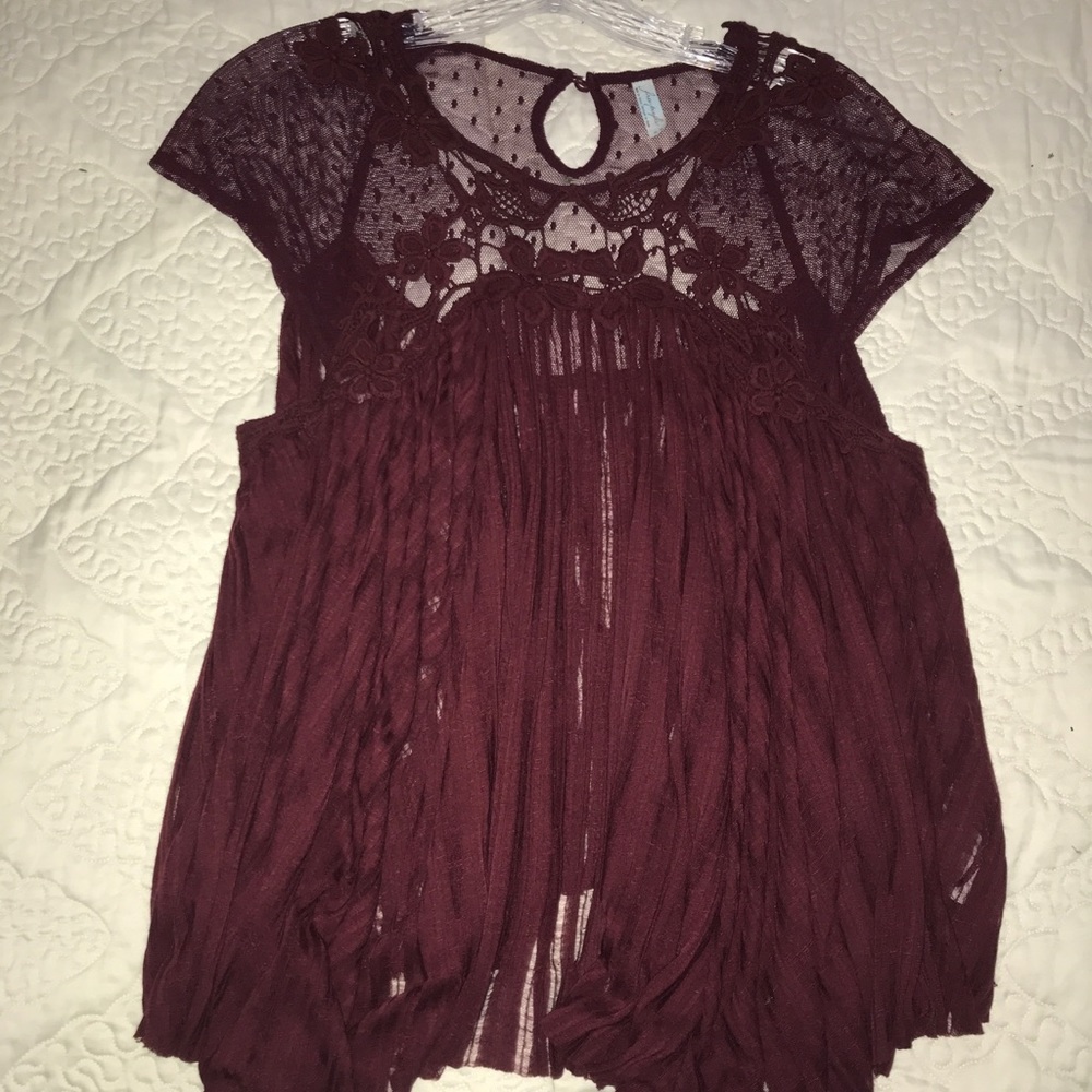 red free people see through shirt